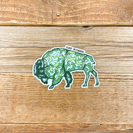 Surf Wyoming® Bison Gee'ode Logo Sticker - Spring Greens