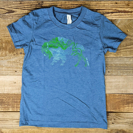 Youth Surf Wyoming® Bisonography Tee - Heather Teal