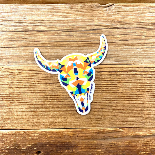 Surf Wyoming® Geode Skully Bison Sticker - Yellows