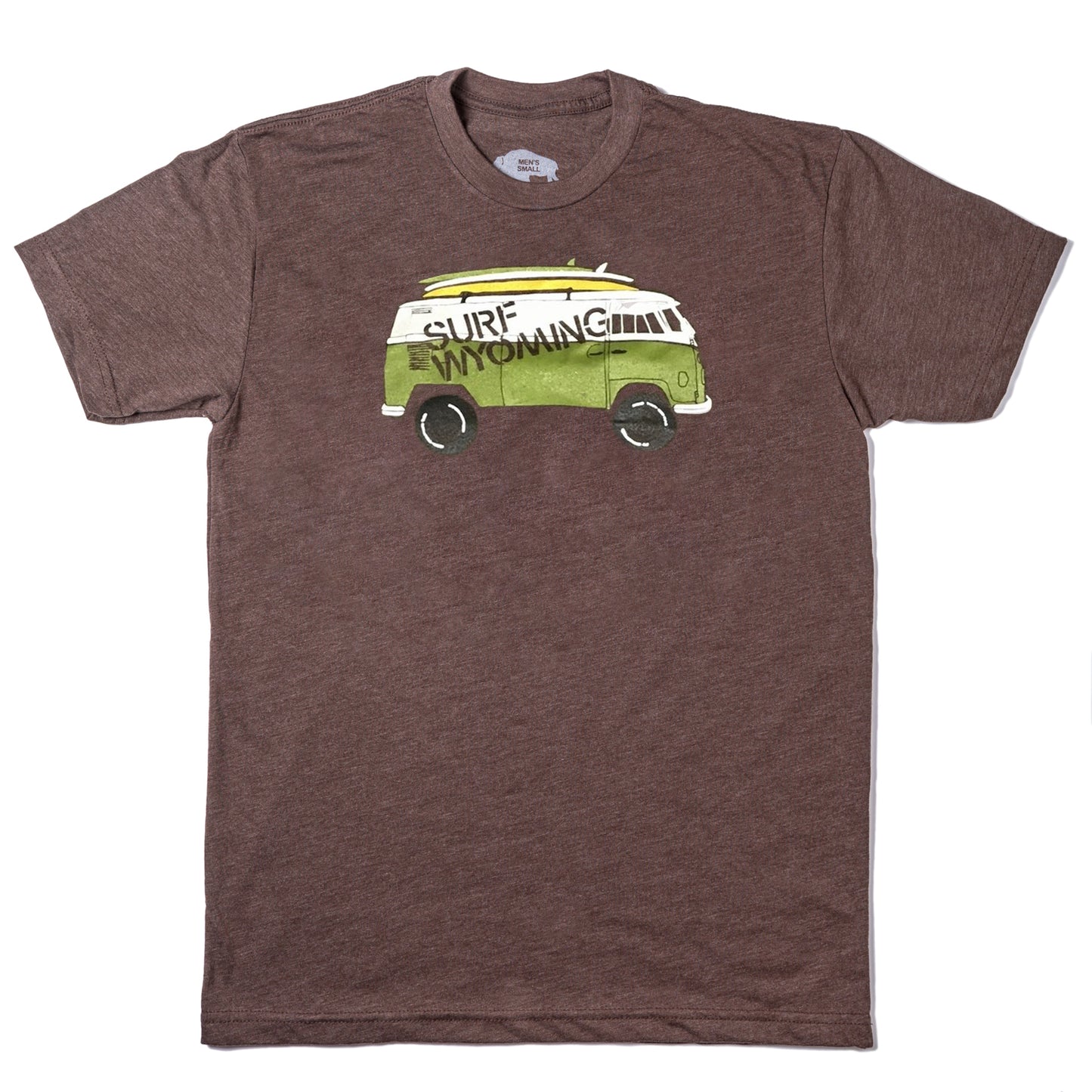 Surf Wyoming-Men's Surf Wyoming® Vanlife Surf Bus Tee - Chocolate / Pea Green-