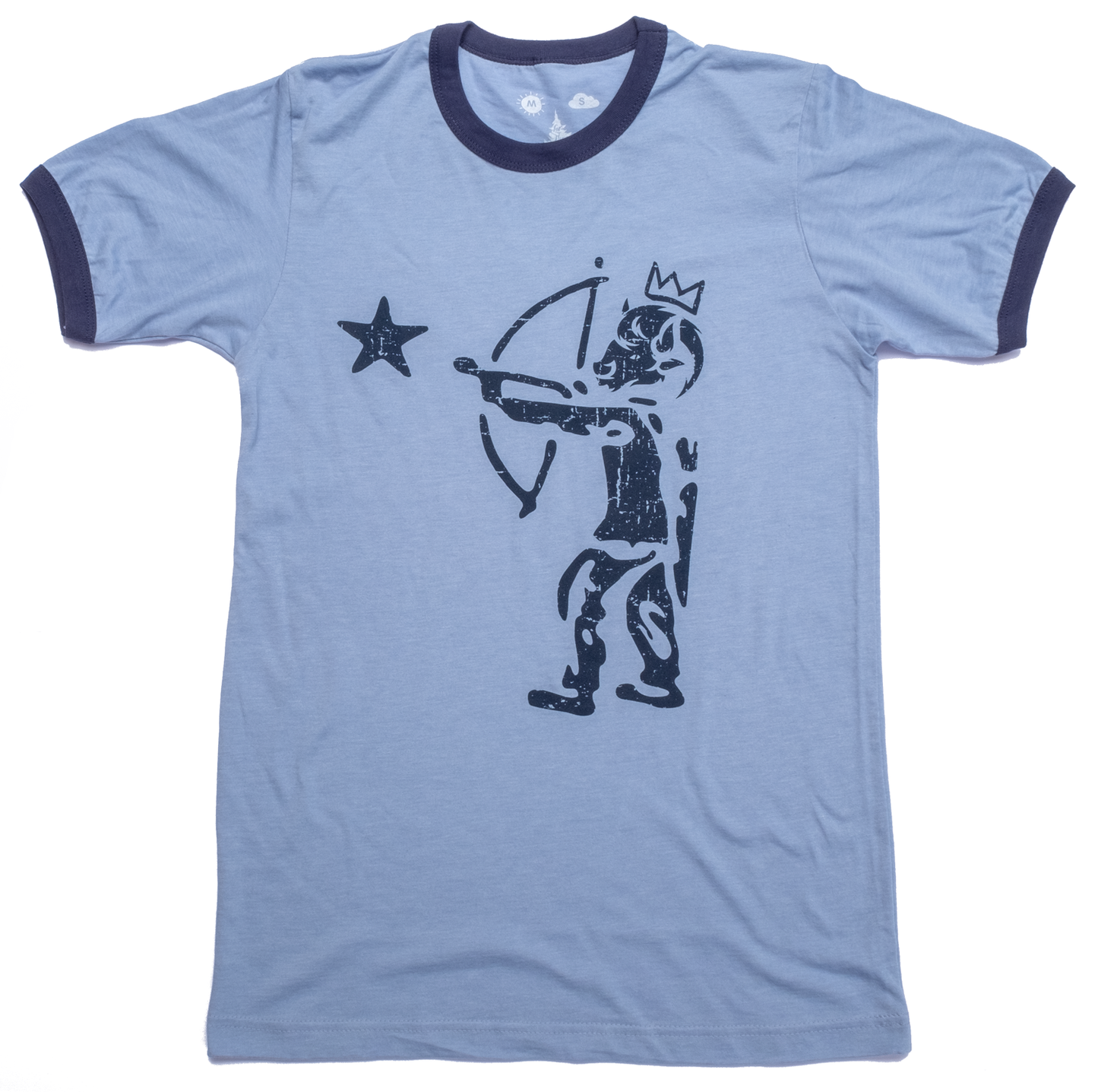 Surf Wyoming-Men's SURF WYOMING® Shooting Star Ringer Tee - Light Sky Blue-