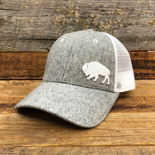 Surf Wyoming-First Park Bison Felt Trucker Hat - Light Grey-