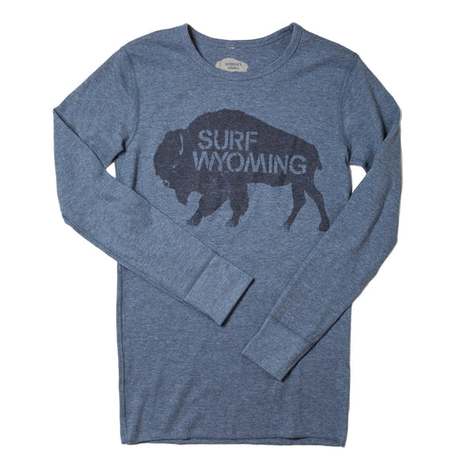 Surf Wyoming-Women's Surf Wyoming® Thermal Long Sleeve - Denim Blue-